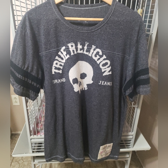 True Religion Charcoal Skull Graphic Tee Shirt Mens' XL - Picture 1 of 6